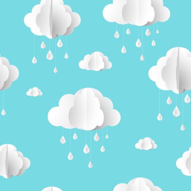 vektör bulutlar seamless modeli, kağıt tarzı