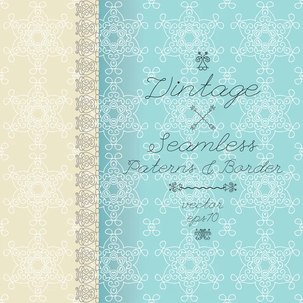 Vintage seamless background and border, invitation with lace, vector — Stock Vector