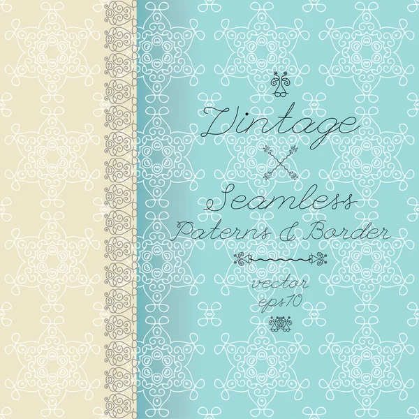 Fond et bordure sans couture vintage, invitation avec dentelle, vecteur — Image vectorielle