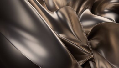 Soyut 3D çizim, altın arkaplan tasarımı, dalgalı yüzey