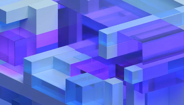 Abstrakter Render Blaue Und Lila Geometrische Komposition Hintergrunddesign — Stockfoto