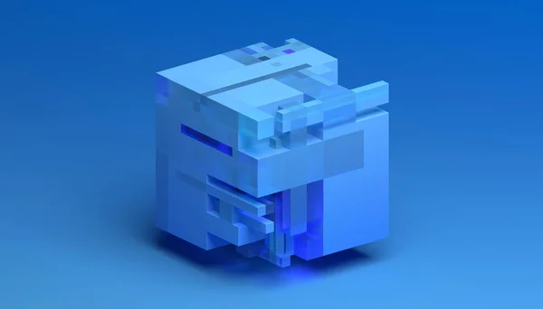 アブストラクト3Dレンダリング 幾何学的組成 青の背景デザイン — ストック写真