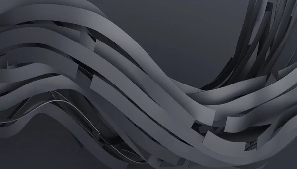アブストラクト3Dレンダリング 背景デザイン 黒波線 — ストック写真