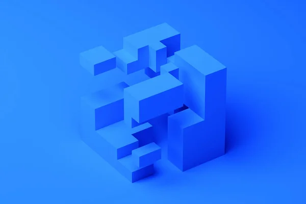 Rendering Astratto Composizione Geometrica Disegno Sfondo Blu — Foto Stock