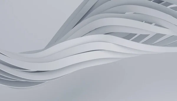 Abstract 3d render, background design, white wavy lines