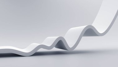 Abstract 3d render, white minimalistic background with a curved line