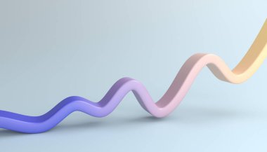 Abstract 3d render, minimalistic pastel colored background with a curved line