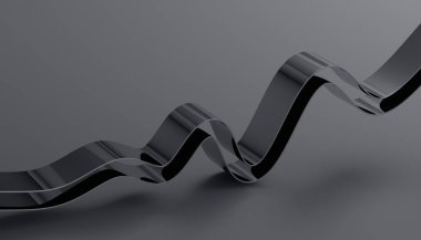Abstract 3d render, minimalistic background with a metal curved line