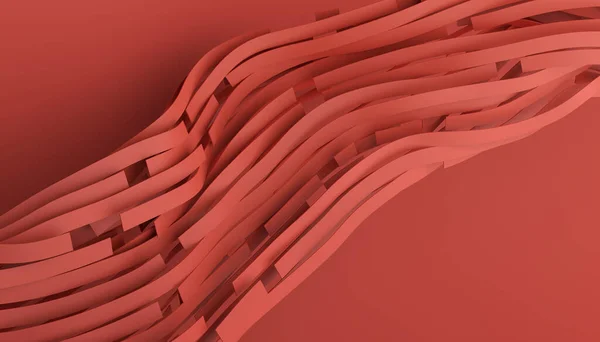Abstract 3d render, background design, red wavy lines