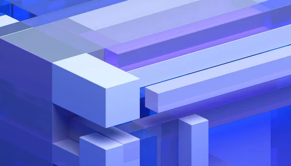 Abstrakter Render Blaue Und Lila Geometrische Komposition Hintergrunddesign — Stockfoto