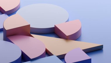 Soyut geometrik kompozisyon, renkli arkaplan tasarımı, 3d oluşturma