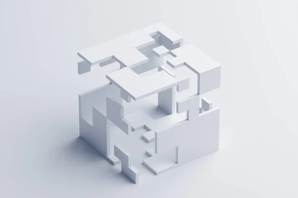 Renderização Abstrata Composição Geométrica Design Fundo Branco — Fotografia de Stock