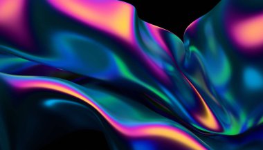 Soyut 3d canlandırma, yanardöner arkaplan tasarımı, renkli illüstrasyon