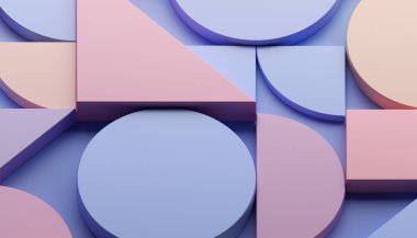 Soyut geometrik kompozisyon, renkli arkaplan tasarımı, 3d oluşturma