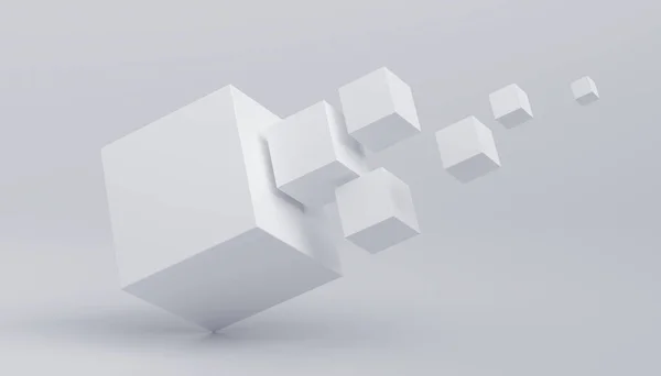 Abstract Render Geometric Composition Background Design White Cubes — Foto de Stock