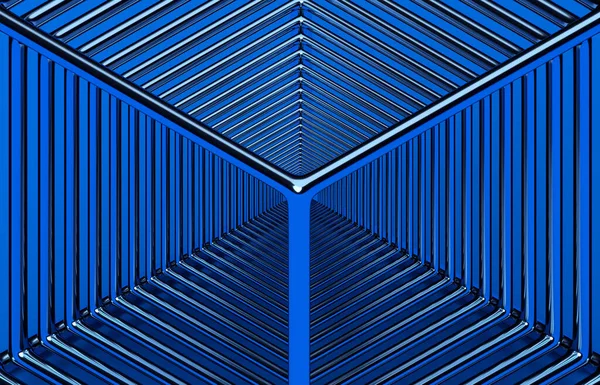 Abstrakcyjna Futurystyczna Struktura Niebieskie Tło Renderowanie — Zdjęcie stockowe