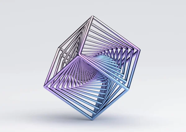 Rendering Astratto Disegno Geometrico Cubo Colorato — Foto Stock