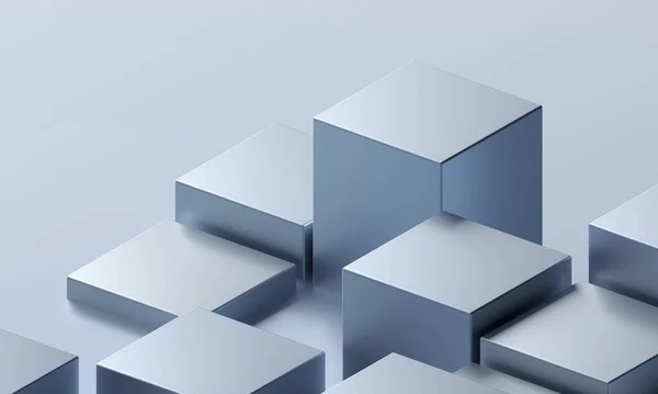 Abstraktes Rendering Silberfarbenes Geometrisches Hintergrunddesign — Stockfoto