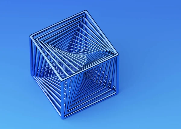 Abstract Render Geometric Design Blue Cube — Stock Photo, Image