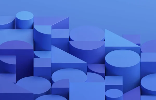 Abstrakte Geometrische Komposition Blauer Hintergrund Renderer — Stockfoto