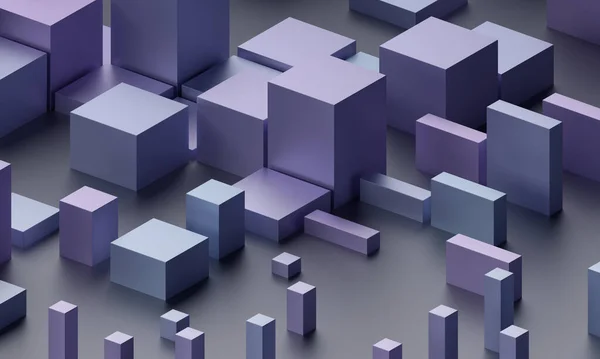 Abstract 3d render, geometric background design with cubes