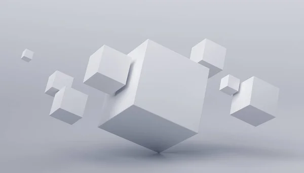 Abstract Render Geometric Composition Background Design White Cubes — Stock Fotó