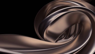 Soyut 3D çizim, altın arkaplan tasarımı, dalgalı yüzey