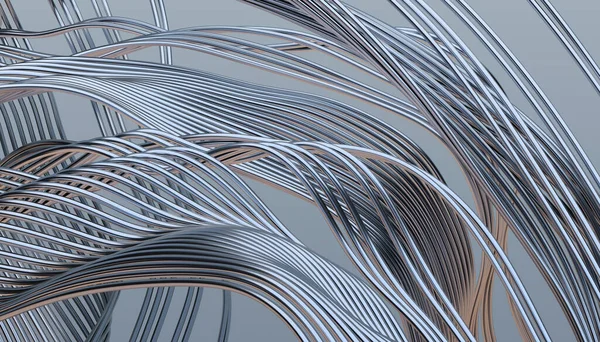 Abstract Render Background Design Silver Curved Lines Modern Illustration — Stock Photo, Image