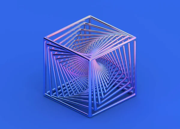 Abstract 3d render, geometric design of a colorful cube