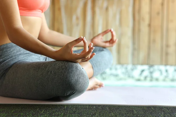 Close Yogi Hands Doing Yoga Meditation Exercise Spa — Photo