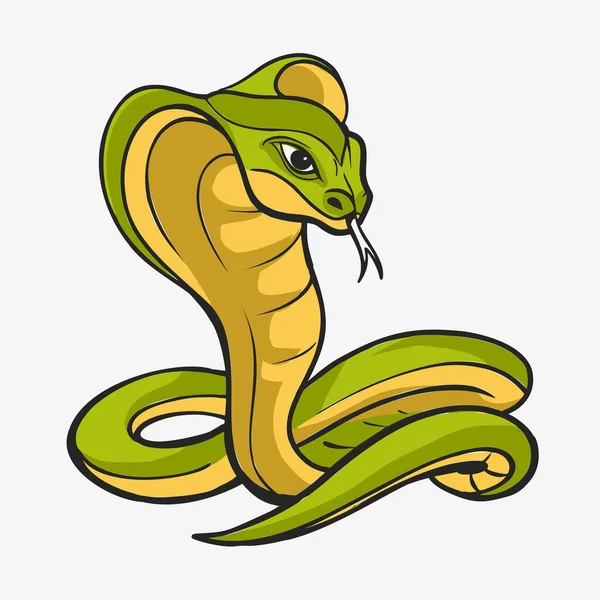 Nette Zeichentrickfigur grüne Schlange Tier. Rote Schlange in der Tierwelt isoliert in warmen Hintergrund. Vektorillustration — Stockvektor
