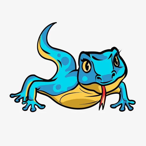 Nette Zeichentrickfigur grün Gecko-Eidechse animal.Reptile in der Tierwelt isoliert in warmen Hintergrund. Vektorillustration — Stockvektor
