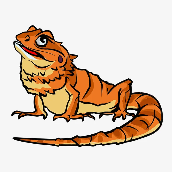 Симпатичный мультяшный персонаж зеленый игуана животное. Красная змея в дикой природе изолированы в теплом фоне. Векторная иллюстрация — стоковый вектор