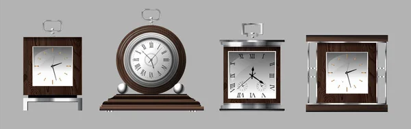Hodiny čas starožitné vintage starobylé klasické tradiční retro. Sada starožitných starých realistických hodin design v detailu. Prémiový vektor — Stockový vektor