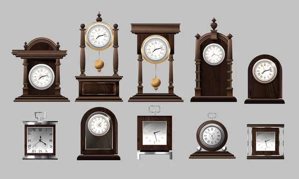 Reloj Tiempo Antiguo Vintage Antiguo Clásico Antiguo Retro Tradicional Set — Archivo Imágenes Vectoriales