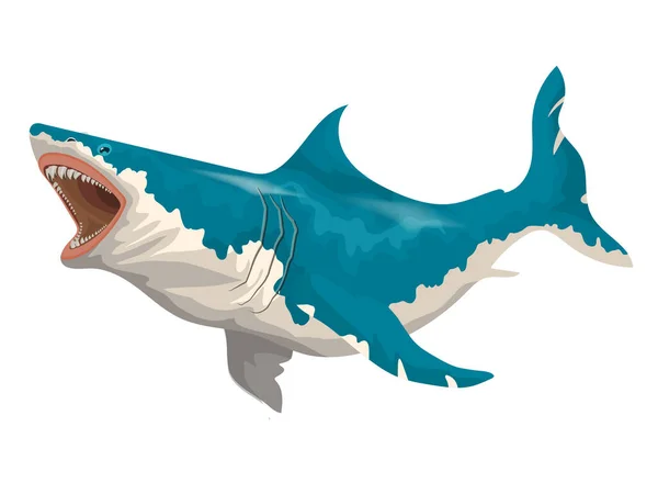 Animal Big Old Shark Vector Shark Motion Izolated White Background — Vettoriale Stock