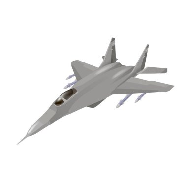 Military aircraft interceptor, vector illustrations isolated. Army flying machine. For military aviation concepts.