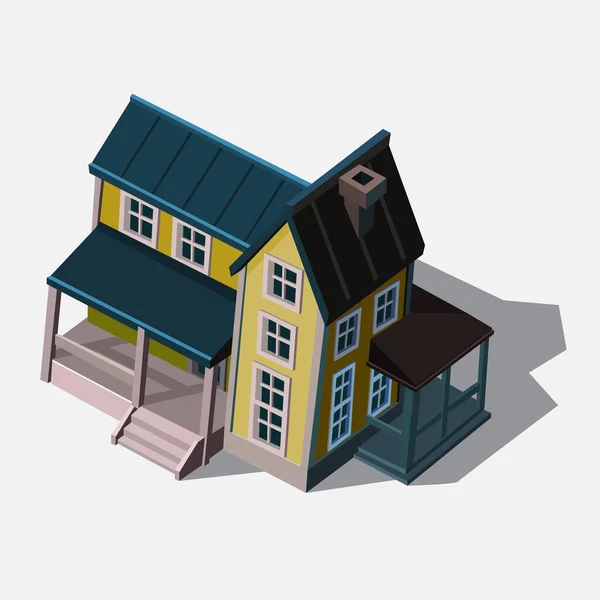Casas Isométricas Estilo Europeu Ilustração Vetorial Casa Isolada Branco Para — Vetor de Stock