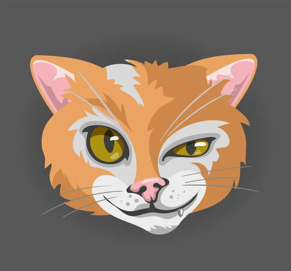 Rote Katzen Kopf Gesicht Emoticon Vektor Illustration — Stockvektor
