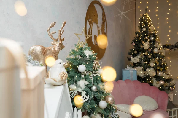 Izmail Ukraine December 2020 Christmas New Year Celebration Pink Sofa — Stock Photo, Image