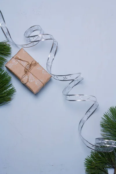 Frohe Weihnachten Und Ein Gutes Neues Jahr Karte Vorlage Geschenkschachtel — Stockfoto