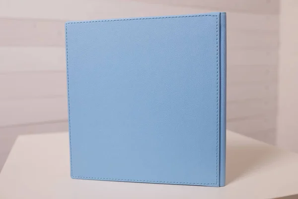 Columna Vertebral Libro Cuaderno Fotos Cuaderno Fotoálbum Cubierta Cuero Azul — Foto de Stock