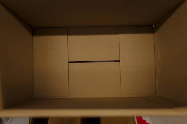 Pudełko Papierowe Puste Pudełko Produkty Widok Góry Strzał Bliska — Zdjęcie stockowe