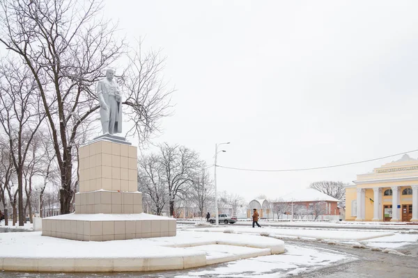 Izmail Ucrânia Fevereiro 2022 Taras Hryhorovych Shevchenko Monumento Coberto Neve — Fotografia de Stock