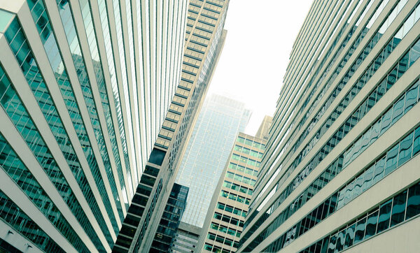 Office buildings in a crowded city, skyline with corporate buildings