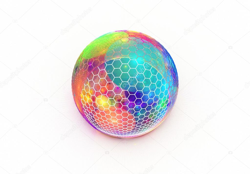 Hexagon grid on multi colored sphere