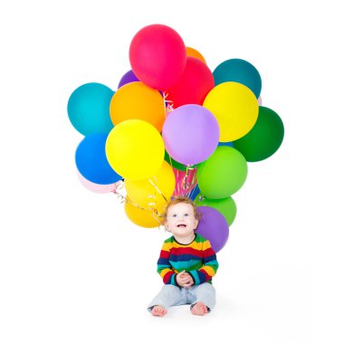 Parti balonları ile oynayan bebek