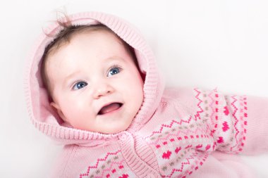 kız bebek kalp desenli pembe ceket