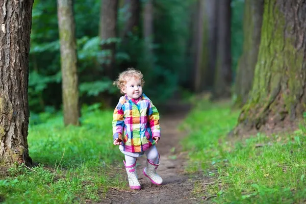 Милая девочка, гуляющая в осеннем парке — стоковое фото