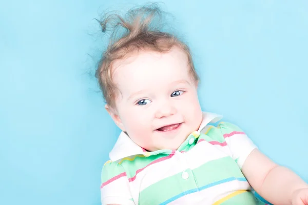 Baby on a blue blanket — Stock Photo, Image